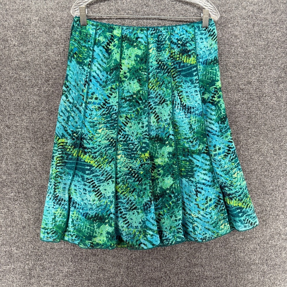 Dressbarn Skirt Womens XL Green Print Pull On Flowy 90s Fairy Cottage Festival
